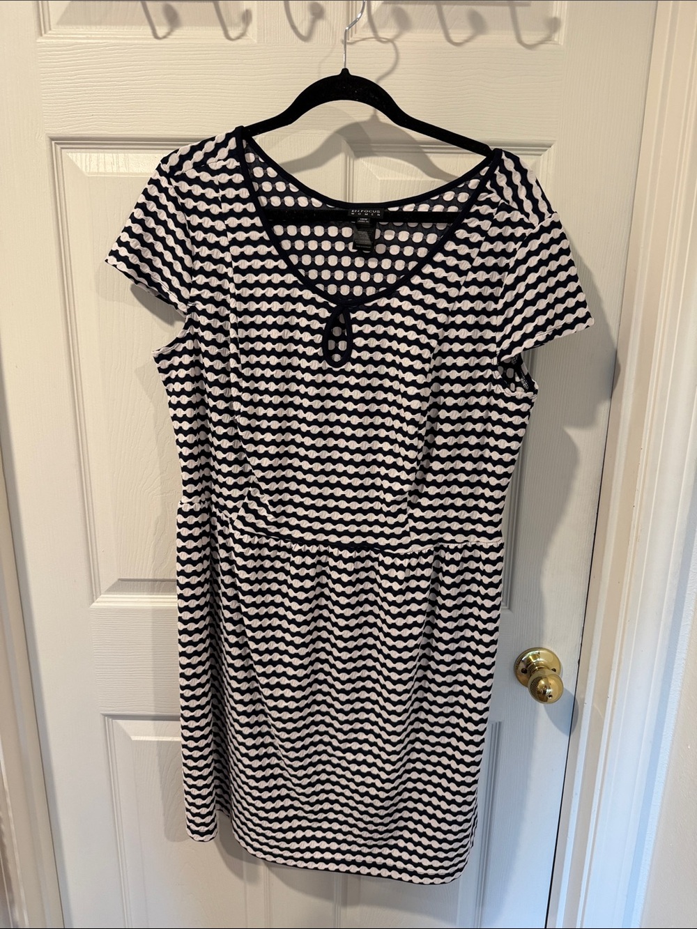 Enfocus Studio Black & White Wave Dot Midi Dress
